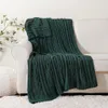 Throw Blanket for Couch Bed Chair Chenille Cable Knit Blankets Soft Warm Decorative Turquoise Size:130x170cm