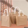 Wholesale Sublimation Blanks Plain Natural Tote Bag Small Jute Bags For Diy Hand Painting Blank Polyester Canvas Totes With Handles Dr Dhyx6