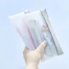 1pcs Simple Transparent TPU Leather Fashion Pencil Bag Pouches Stationery Organizer Case Pencilcase School