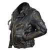Men's Leather Faux Leather Vintage Ghost Rider motorcycle multi-zip jacket lapel Pu parka plus size fat Singer show leather man 230825