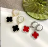 Designer earrings four-leaf clover earring red colour for Women 18k Gold Light Luxury designer jewelry for women Valentine Day gift