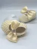 First Walkers Ivory Lace Baptism Girl Shoes Pography Flower Baby Glitter Pearly Christening Soft Comfortable Infant Footwear 230825