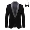 Men's Suits Blazers Men's Velvet Wine Red Fashion Leisure Suit Jacket Wedding Groom Singer Slim Fit Blazer Gift Bow Tie 230825