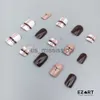 Faux ongles 24pcs mignon faux ongles courts carrés avec kawaii ours design anime autocollants beige pour s filles nail art décoration x0826