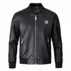 Plein Bear Winter Autumn Men Coat Jacket Slim Faux Leather Motorcykel PU FAUR JACKETS Långärmad ytterkläder Rockar 841610