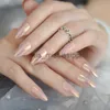 Kunstnagels Kameleon Spiegel Naakt Stiletto Kunstnagels 24 stks Amlond Sharp Kunstmatige Valse Nagel Tips voor Kantoor Thuis Faux Ongle Gratis Sticker x0826