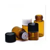 Garrafas de embalagem Atacado 1ml 1/4 DRAM Garrafa de óleo essencial de vidro âmbar por tubos de amostra com plug e tampas Drop Delivery Office Sch Ot6MF