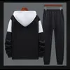 Fatos de treino masculinos marca esportiva elegante casual terno outono jogger com capuz blazer calças 2 peça conjunto 230826