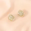 Plated 925 Silver Luxury Brand Designers Letters Stud Geometric Famous Women Round Crystal Rhinestone Earring Wedding perty Jewerlry Circular Diamond ER0102-1