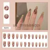 False Nails 24pcs Sweet Summer Fake Nails Patches Pink Glitter Nude Press on Nails Women Wearable Nail Art Stickers Full Finished False Nail x0826