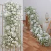 Decorative Flowers Wreaths Luxury Baby Breath Rose Artificial Flower Row Strip Wedding Backdrop Deco String Party Table Floral Runner Window Display 230825