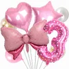 Andra evenemangsfestleveranser Bow Baby Girl Pink Balloon Set 32 ​​tum Dot Numbering barnvagn Helium Ball 1st Birthday Decorations Dusch 230825