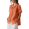 Blusas de mujer de gran tamaño literarias sueltas con cubierta de carne sólida Casual camisa de manga corta Top ajustado camisas atléticas para mujer