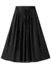 Skirts BEAFNKSG Women S Solid Color Midi Elastic High Waist Tie-Up Double Layer Pleated Spring Summer Fashion Casual