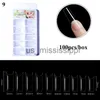 Faux ongles 100pcsbox clair transparent sans soudure faux ongles couverture complète faux ongles conseils courts en forme de goutte d'eau autocollant complet pour les ongles x0826