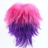 Синтетические парики Короткие прямые розовые градиентные фиолетовые парики для мальчиков Синтетические волосы с челкой для мужчин Косплей Хэллоуин Аниме Костюм Парик Термостойкий L231211