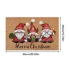 Tapis Joyeux Noël Gnome Paillasson Noël Vacances Bienvenue Tapis de Sol Tapis pour Porte d'entrée Drôle Antidérapant en Caoutchouc Dos Hiver Maison Cuisine 230825