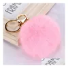 500 pièces porte-clés boule de fourrure de lapin 8Cm doux joli porte-clés en métal doré Pom Poms en peluche porte-clés voiture porte-clés sac anneaux cadeau livraison directe Hom