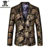 Herrdräkter blazers sammet silver blazer män paisley blommiga jackor vin röd gyllene scen kostym jacka elegant bröllop mens blazer plus size m-5xl 230825