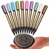 Markörer STA 10 Färg Metall Pen Permanent Marker Set Colored Paint Marker för Glass Rocks Card Ceramic CD DIY Scrapbooking Akryl Pen 230826