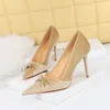 New Fashion High Heels Slim Heels High Heels Shallow Mouth Pointed Suede Bow Tie Single Shoe Size 34-43