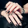 False Nails 24PCS Fake Black Nails Press On Nails Overhead With Sticker Short And Long Shape Cute Nail Art Tools For Manicure DN01 x0826