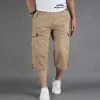 Men's Shorts Summer Mens Casual Cotton Cargo Shorts Long Length Multi Pocket Capri Pants Male Military Camouflage Short Size M-5XL