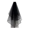 Woman Black Wedding Veil with Ribbon Edge Short Bridal Veils with Comb Wedding Accessory