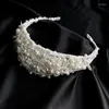 Hårklipp vintage vit pärla prinsessor hårband tiaras handgjorda geometriska nät hårband bröllop bridemaid fairy headpiece 2023