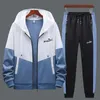 Fatos de treino masculinos marca esportiva elegante casual terno outono jogger com capuz blazer calças 2 peça conjunto 230826