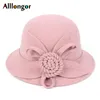 Cappelli a tesa larga Secchio 2023 Inverno Retro Cappello Fedora Donna Chapeu femme feutre Floreale Sombrero mujer Bombetta Vintage formale Cappelli in feltro di lana 230825