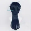 Perruques de cosplay Anime L'étude de cas de Vanitas Perruque de cosplay Vanitas No Karte Boucle d'oreille en cheveux bleu foncé Clips d'oreille Bonnet de perruque en fibre résistante à la chaleur 230826