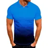 T-shirts pour hommes Bouton pour hommes Chemise à manches courtes confortable Tops de travail Couleur dégradé Henley