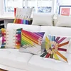 Oreiller crayons colorés couverture géométrique Style de dessin animé nordique coton lin maison décorative canapé chaise jeter étui Cojines