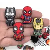 Anime encantos atacado memórias de infância super herói homem engraçado presente dos desenhos animados sapato acessórios pvc decoração fivela borracha macia tamanco rápido dr