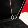 Designer Charm Carter Double Ring Necklace 925 Sterling Silver Plated 18K Guld Buckle Necklace Pendant CLAVICLE CHAVID