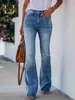 Jeans pour femmes jeans évasés pour femmes en bleu clair entièrement jeans en jean jeans hauts jeans extensible pour femmes