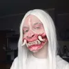 Party Masks Realistic Cosplay Scary Zombie Horror Creepy Mouth Long Tooth Nose Horrible Halloween Mask Full Face Costume Prop Carnival Party 230826