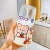 Wine Glasses Bottle And Cup Cartoon Print Transparent Glass Set INS Style Home Office Party Drinking Water