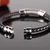 Brazalete Moda Simple Acero Inoxidable Cuerda De Cuero Pulsera Trenzada Personalidad Joyería De Los Hombres