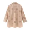 Blusas de mujer marchitas, moda de verano 2023, camisa informal holgada con agujeros para mujer, estilo campestre francés, algodón de Color sólido