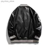 American PU Leather Motorcycle Jacket Men's Letter Printing Embroidery Baseball Uniform Couples Street Hip-hop Fashion Coats Q230826