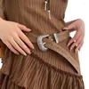 Belts Teenagers PU Waist Belt With Relief Floral Buckle Embossed Pattern Coat Jeans Male Waistband