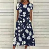 Party Dresses 2023 Summer Women Dress Boho Vintage Casual Big Size 3d Floral Short Sleeve With Pockets A-Line Midi Vestidos