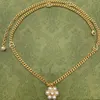 Collane con ciondolo a forma di fiori classici a forma di perla Collane a catena firmate da donna in oro 18 carati per gioielli regalo per feste