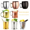 Wine Glasses 530ml Moscow Mule Cocktail Copper Plated Hammer Point Mugs Metal Mug Cup Stainless Steel Beer Coffee Bar Tool