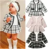 Set di abbigliamento 2 pezzi Autunno Inverno Primavera Festa Neonate Vestiti Cappotto scozzese TopTutu Abiti formali Abiti adatti per 06 anni 230825