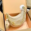 Top Luxury designer Loop bag Croissant bags Vintage Metal Chain Underarm Half Moon Purse Denim LOOP Round Zipper Marelle Pea Buns