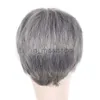 Perruques synthétiques Perruque courte pour hommes, perruque synthétique lisse pour cheveux masculins, toupet réaliste et naturel, perruques en fibres résistantes à la chaleur x0826