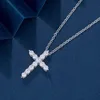Sterling Silver Diamond Cross Cross Creative Proste Lekkie luksusowe niszowe naszyjnik